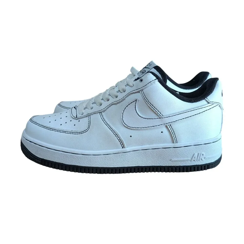 Nike Air Force 1 '07 Low Top Sneakers Contrast Stitch White Black CV1724-104 6.5